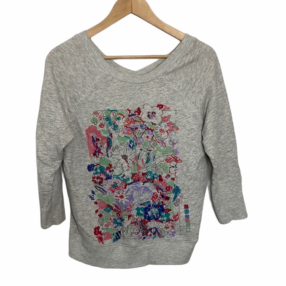 Anthropologie Postmark Paint By Numbers Floral Top - Picture 3 of 9